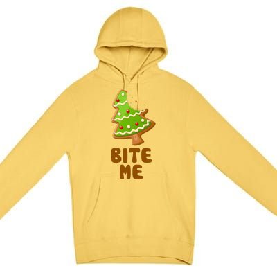 Funny Christmas Cookie Bite Me Premium Pullover Hoodie