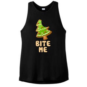 Funny Christmas Cookie Bite Me Ladies PosiCharge Tri-Blend Wicking Tank