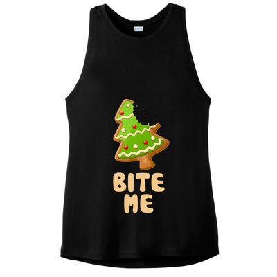 Funny Christmas Cookie Bite Me Ladies PosiCharge Tri-Blend Wicking Tank