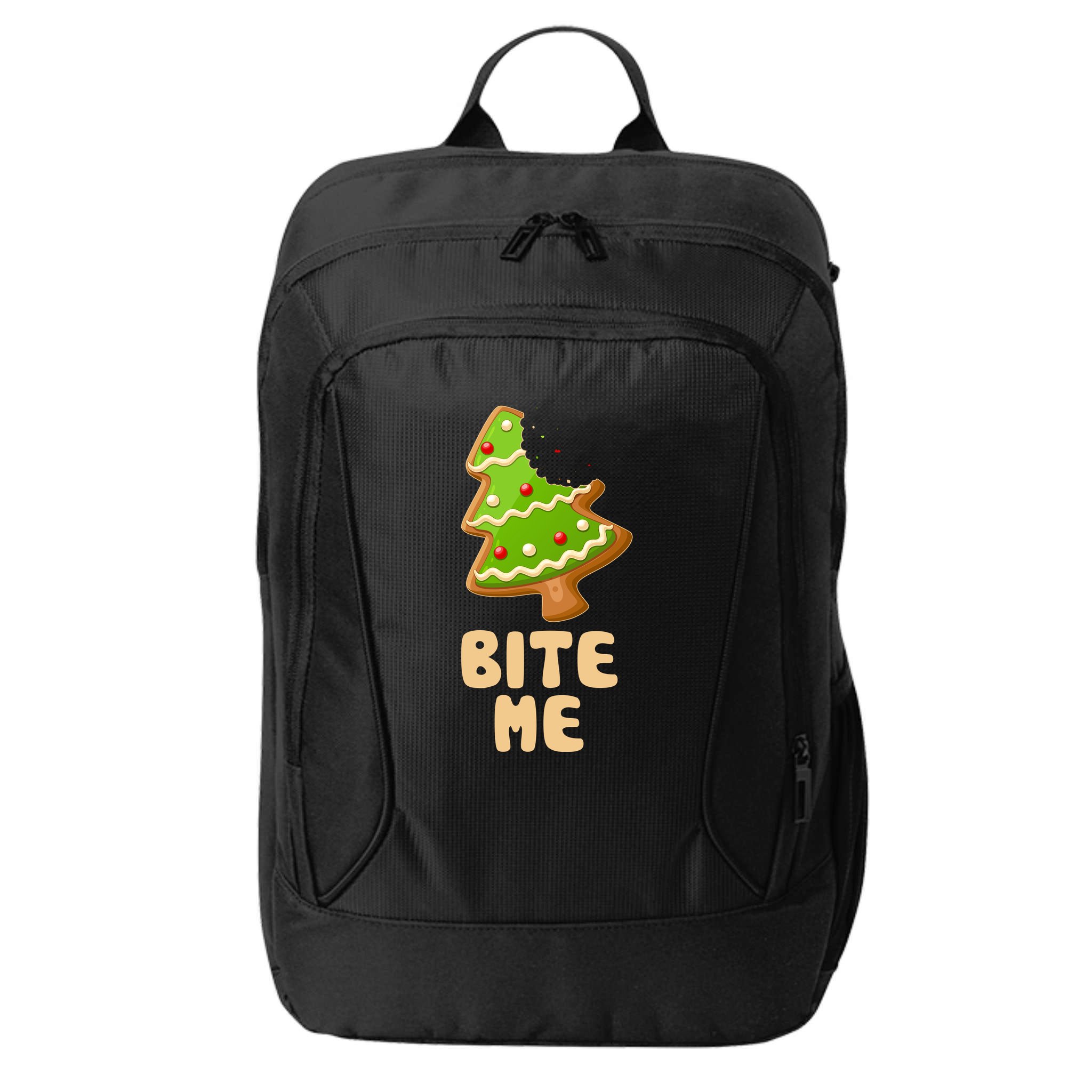 Funny Christmas Cookie Bite Me City Backpack