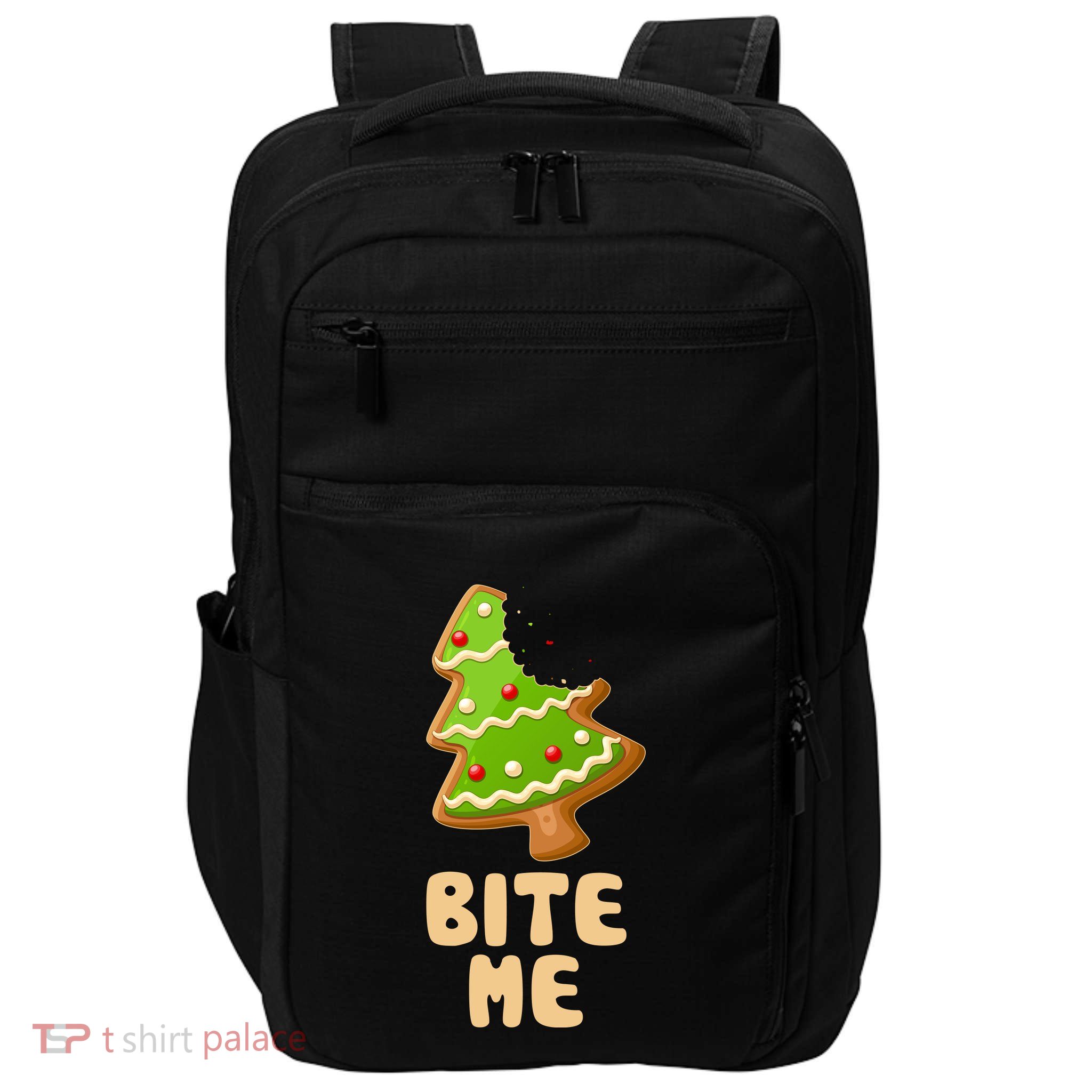 Funny Christmas Cookie Bite Me Impact Tech Backpack