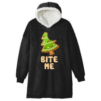 Funny Christmas Cookie Bite Me Hooded Wearable Blanket