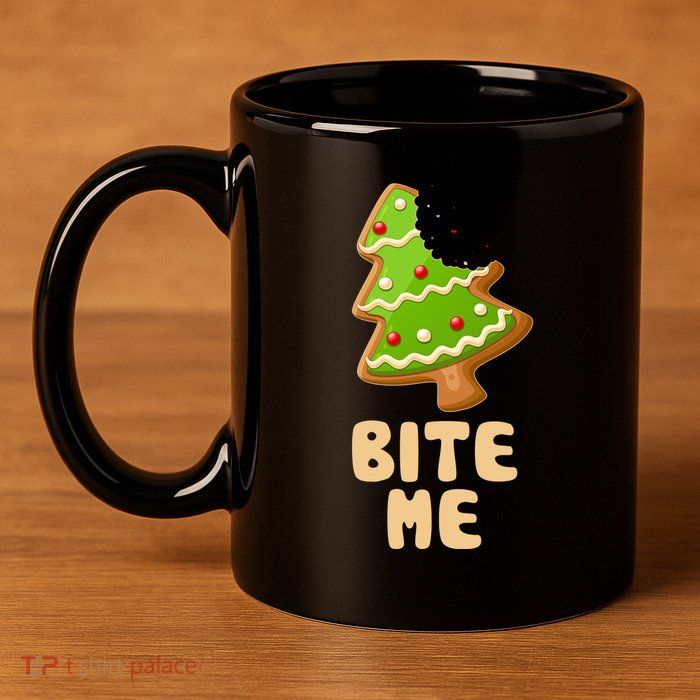 Funny Christmas Cookie Bite Me 11oz C Handle Ceramic Mug
