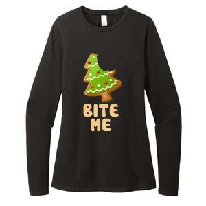 Funny Christmas Cookie Bite Me Womens CVC Long Sleeve Shirt