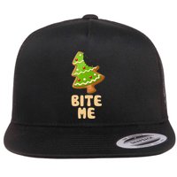 Funny Christmas Cookie Bite Me Flatbill Hat