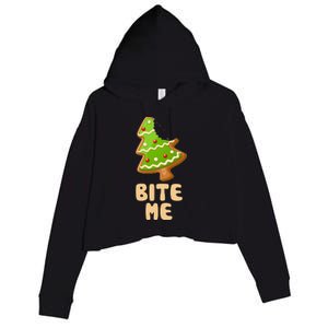 Funny Christmas Cookie Bite Me Crop Fleece Hoodie