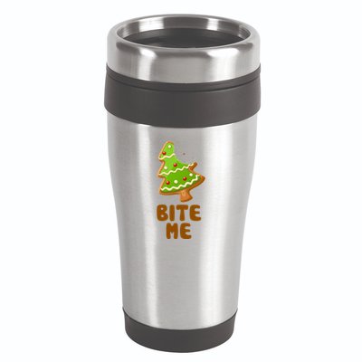 Funny Christmas Cookie Bite Me 16oz Travel Tumbler