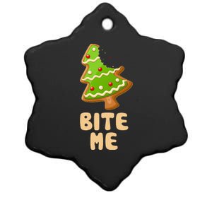 Funny Christmas Cookie Bite Me Ceramic Star Ornament