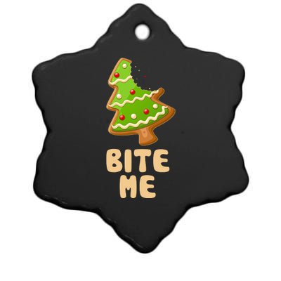 Funny Christmas Cookie Bite Me Ceramic Star Ornament