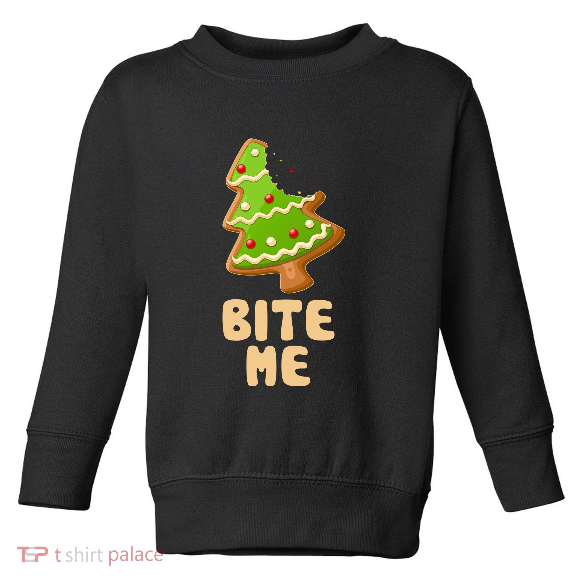 Funny Christmas Cookie Bite Me Toddler Sweatshirt