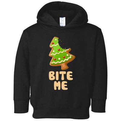 Funny Christmas Cookie Bite Me Toddler Hoodie