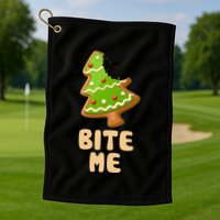 Funny Christmas Cookie Bite Me Golf Towel