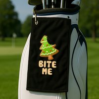 Funny Christmas Cookie Bite Me Golf Towel