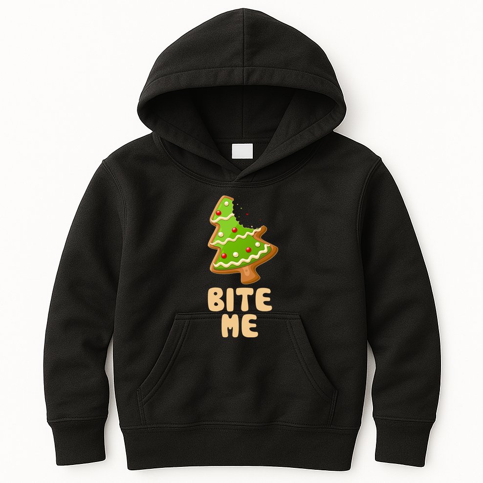 Funny Christmas Cookie Bite Me Kids Hoodie