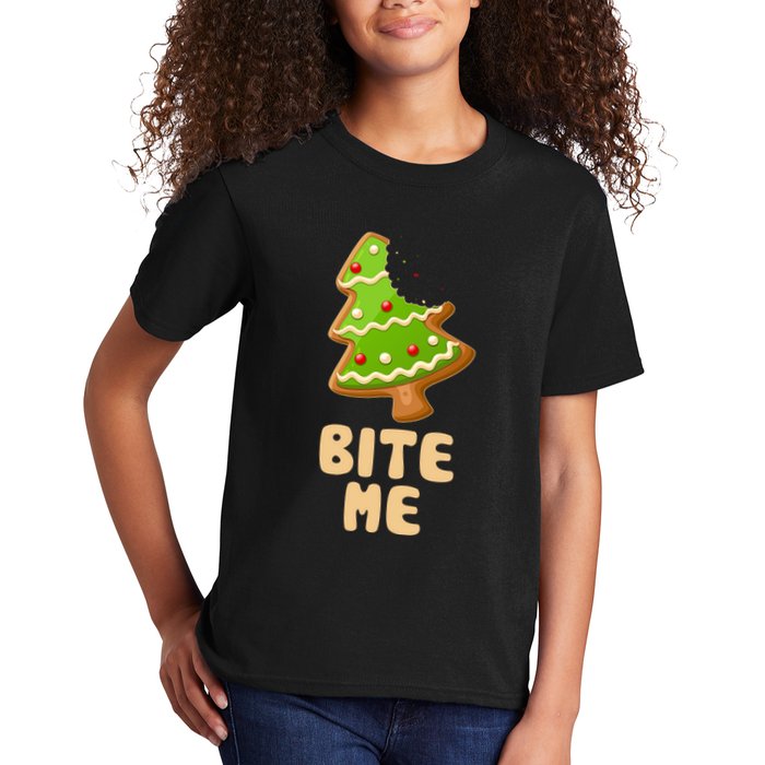 Funny Christmas Cookie Bite Me Kids T-Shirt