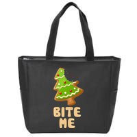 Funny Christmas Cookie Bite Me Zip Tote Bag