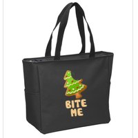 Funny Christmas Cookie Bite Me Zip Tote Bag