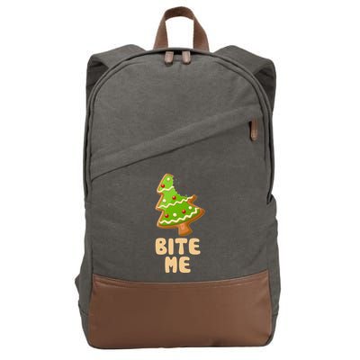 Funny Christmas Cookie Bite Me Cotton Canvas Backpack