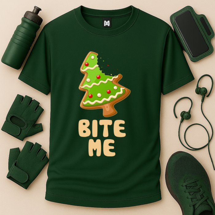 Funny Christmas Cookie Bite Me Performance Shirt