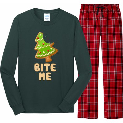 Funny Christmas Cookie Bite Me Long Sleeve Pajama Set