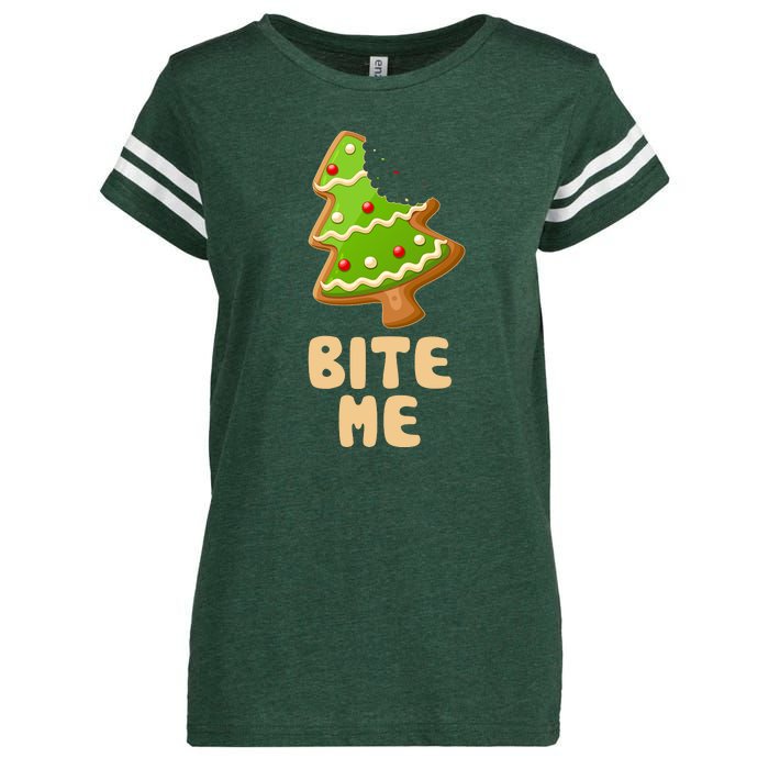 Funny Christmas Cookie Bite Me Enza Ladies Jersey Football T-Shirt