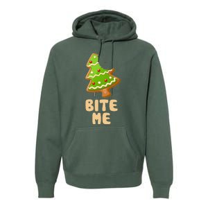 Funny Christmas Cookie Bite Me Premium Hoodie