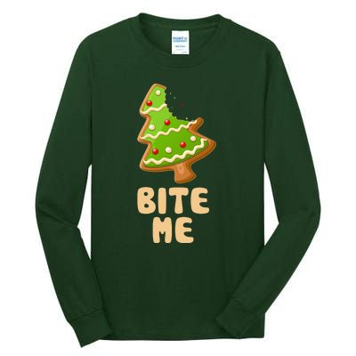 Funny Christmas Cookie Bite Me Tall Long Sleeve T-Shirt