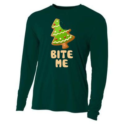 Funny Christmas Cookie Bite Me Cooling Performance Long Sleeve Crew