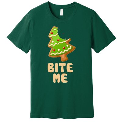 Funny Christmas Cookie Bite Me Premium T-Shirt