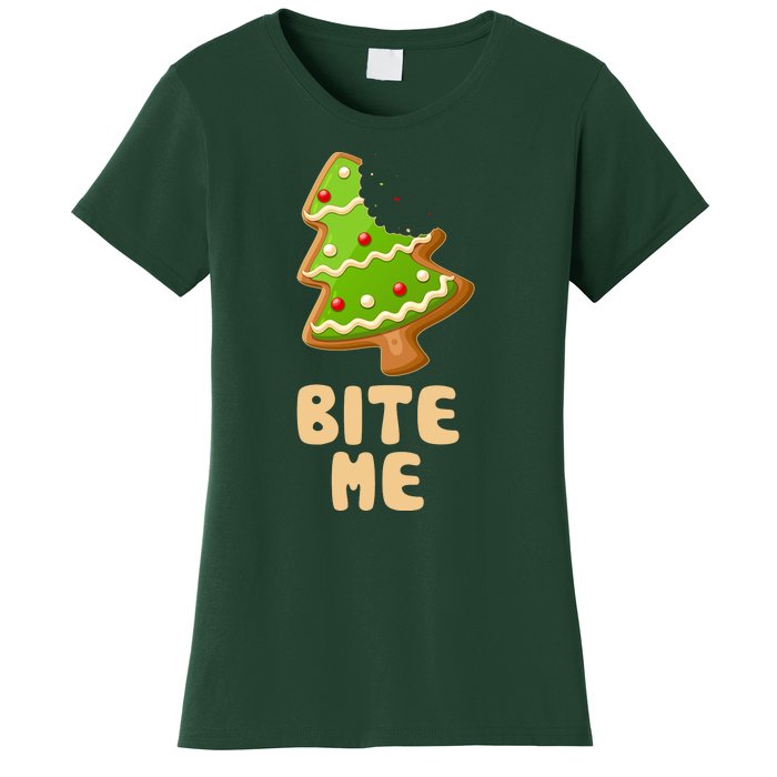 Funny Christmas Cookie Bite Me Women's T-Shirt