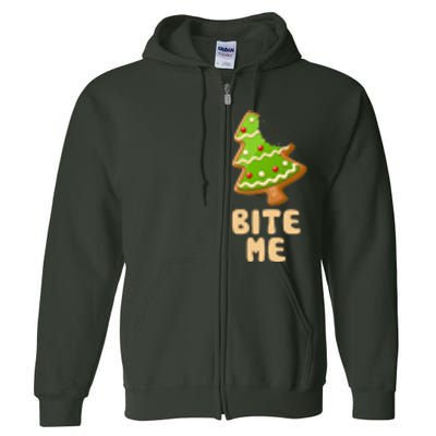 Funny Christmas Cookie Bite Me Full Zip Hoodie