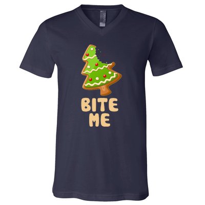 Funny Christmas Cookie Bite Me V-Neck T-Shirt