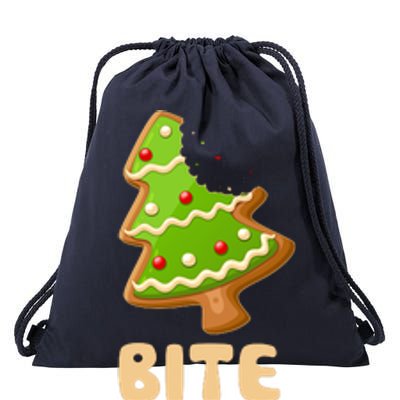 Funny Christmas Cookie Bite Me Drawstring Bag