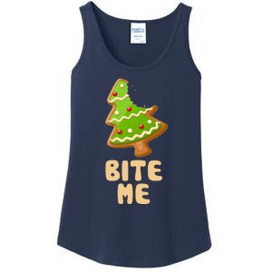 Funny Christmas Cookie Bite Me Ladies Essential Tank