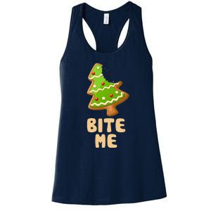 Funny Christmas Cookie Bite Me Women's Racerback Tank