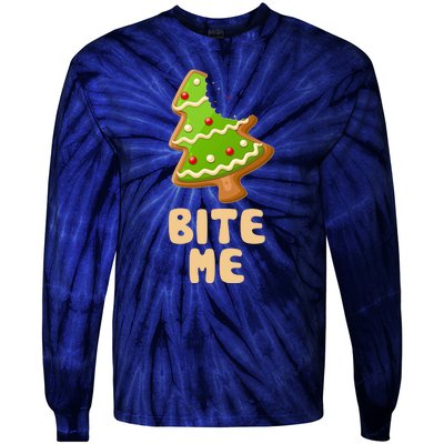 Funny Christmas Cookie Bite Me Tie-Dye Long Sleeve Shirt