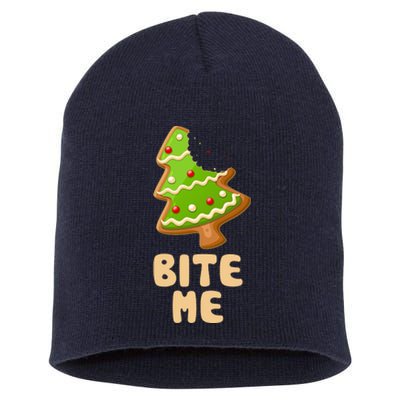 Funny Christmas Cookie Bite Me Short Acrylic Beanie