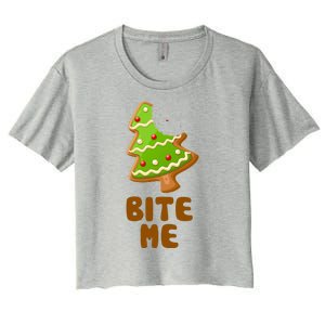 Funny Christmas Cookie Bite Me Women's Crop Top Tee