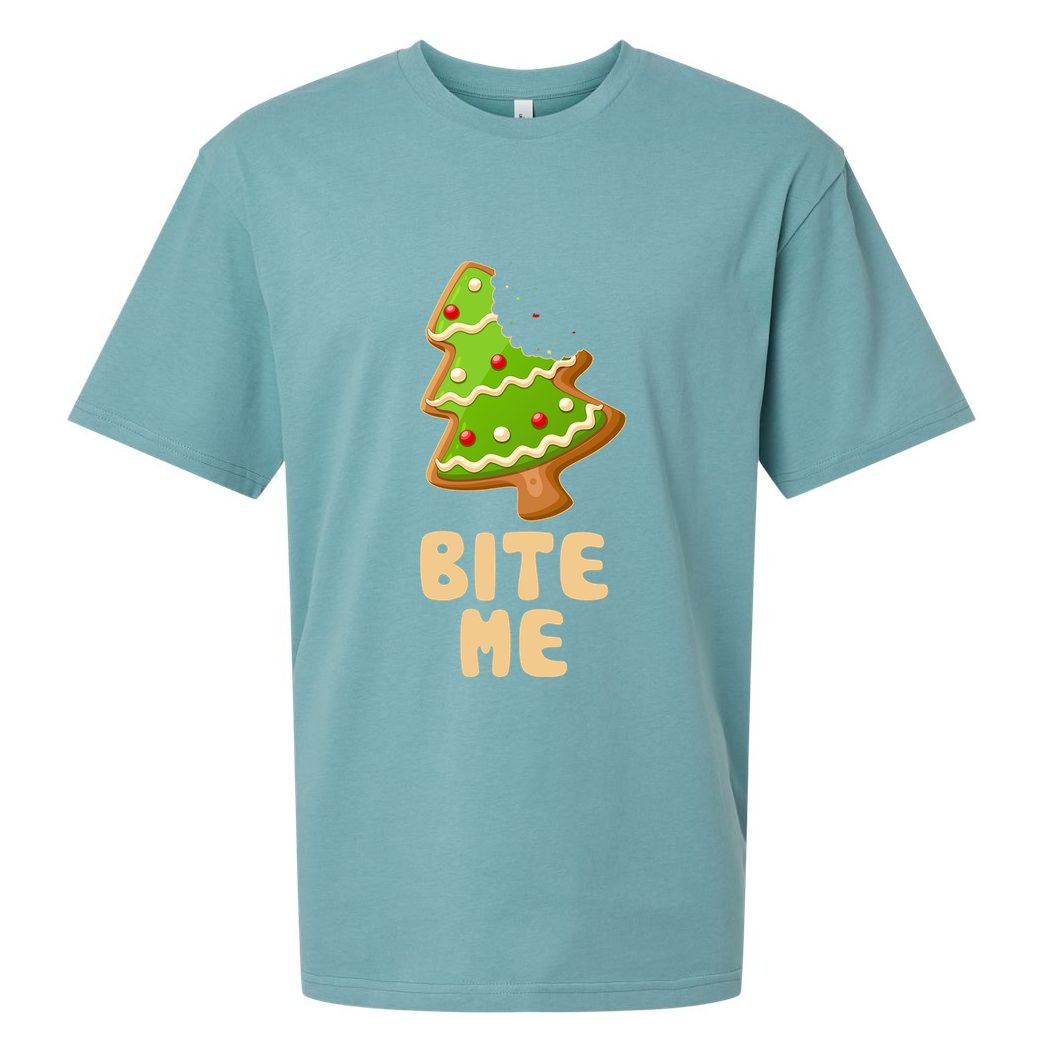 Funny Christmas Cookie Bite Me Sueded Cloud Jersey T-Shirt