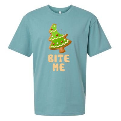 Funny Christmas Cookie Bite Me Sueded Cloud Jersey T-Shirt