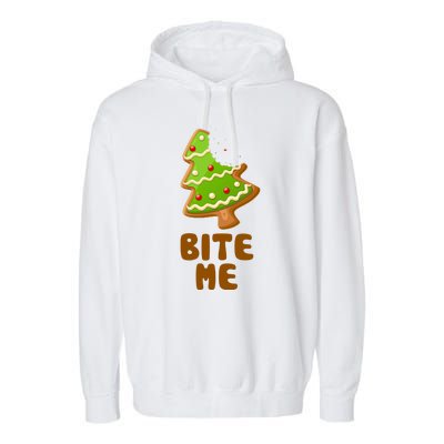 Funny Christmas Cookie Bite Me Garment-Dyed Fleece Hoodie