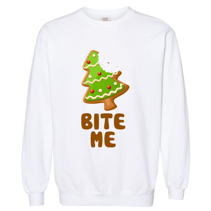 Funny Christmas Cookie Bite Me Garment-Dyed Sweatshirt