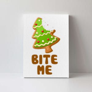 Funny Christmas Cookie Bite Me Canvas