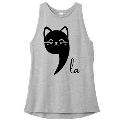 Funny Cat Comma La Kamala Harris For President 2024 Election Ladies PosiCharge Tri-Blend Wicking Tank