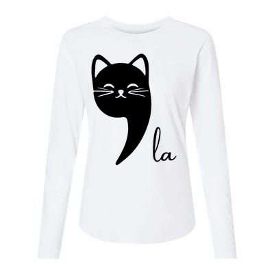 Funny Cat Comma La Kamala Harris For President 2024 Election Womens Cotton Relaxed Long Sleeve T-Shirt