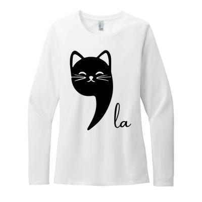 Funny Cat Comma La Kamala Harris For President 2024 Election Womens CVC Long Sleeve Shirt