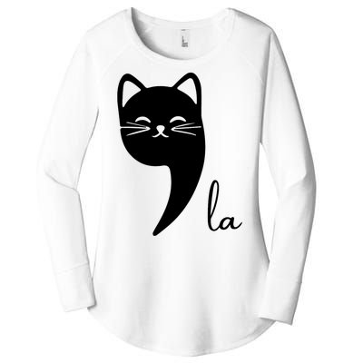 Funny Cat Comma La Kamala Harris For President 2024 Election Women's Perfect Tri Tunic Long Sleeve Shirt