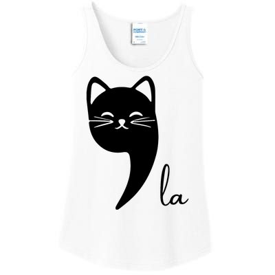 Funny Cat Comma La Kamala Harris For President 2024 Election Ladies Essential Tank