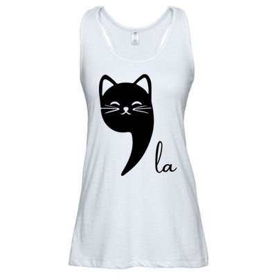 Funny Cat Comma La Kamala Harris For President 2024 Election Ladies Essential Flowy Tank