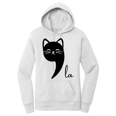 Funny Cat Comma La Kamala Harris For President 2024 Election Women's Pullover Hoodie